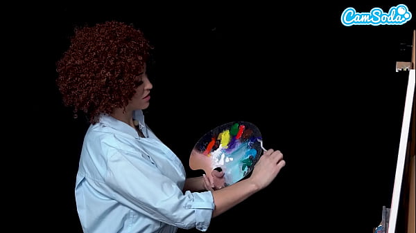 big tits milf ryan keely cosplay as bob ross gets horny during painting tutorial