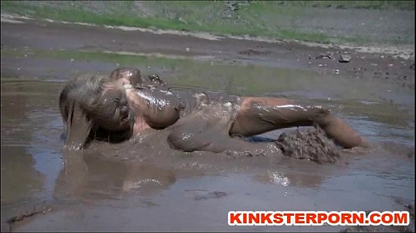 femdom pegging submissive outdoor in mud