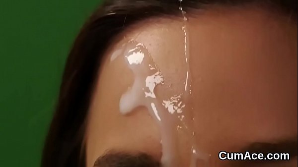 sexy sex kitten gets sperm shot on her face swallowing all the sperm