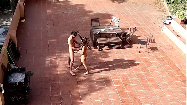 public period couple playing and fucking in the courtyard comma outside