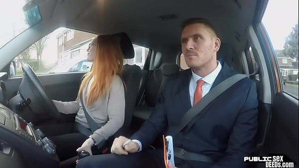 fake driving nerdy ginger teen fucked to creampie orgasm