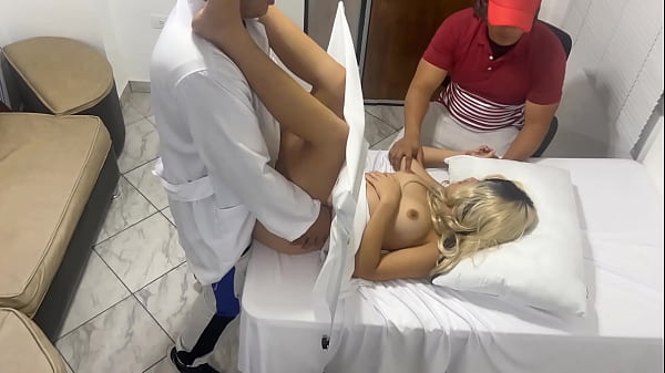 pervert poses as a gynecologist doctor to fuck the beautiful wife next to her dumb husband in erotica medical consultation ntr