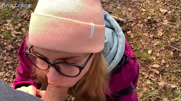 sensual blowjob in the forest with cum in mouth
